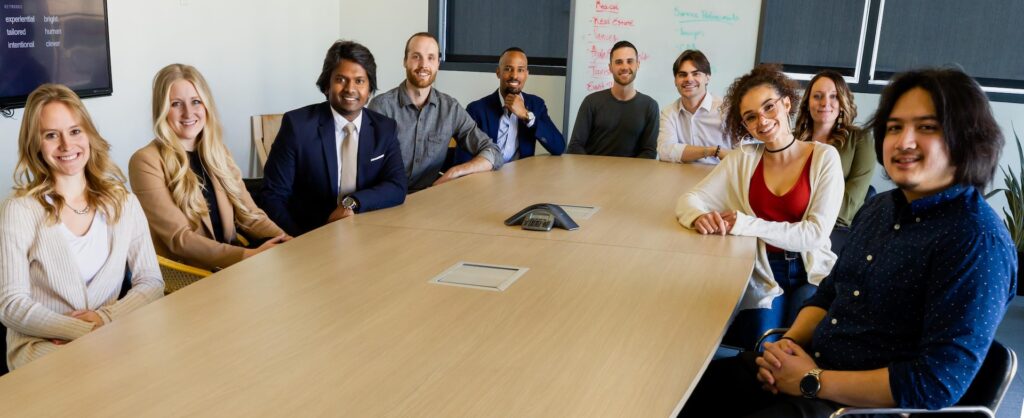 Diverse team at board room